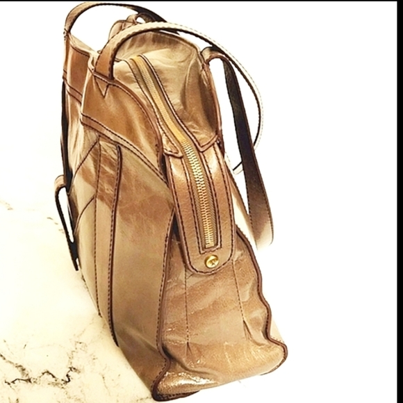 Unique HOBO Large Rare Taupe/Brown Leather Satchel with Wanderlust Lining - Picture 5 of 10